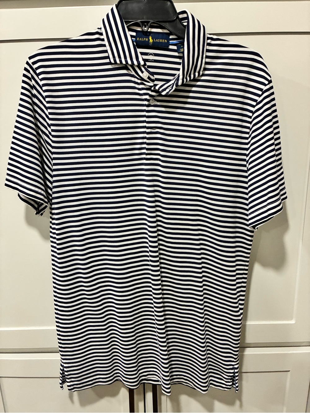 Ralph Lauren Men’s Navy and White Horizontal Stripe Polo